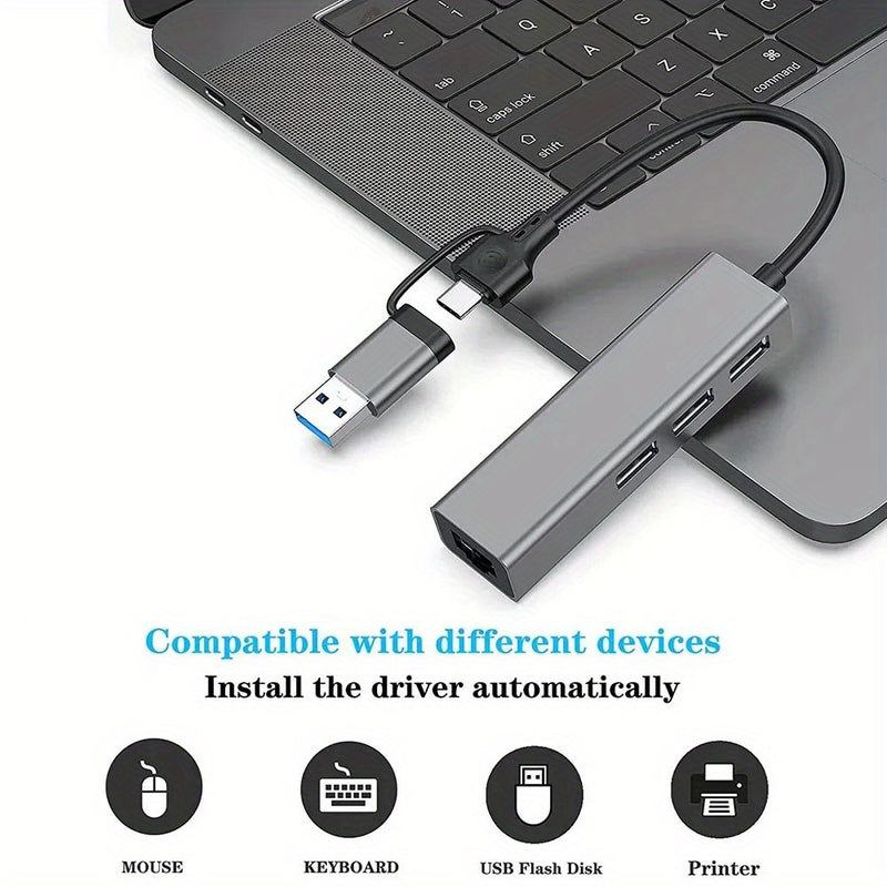 Adaptador de Tarjeta de Red Tipo C USB a RJ45 con Cable Ethernet LAN de 100Mbps para Nintendo Switch y Portátil Macbook, 1 pieza