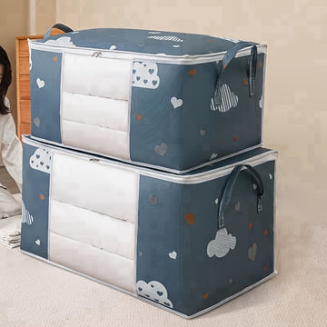 Bolsa de Almacenamiento Extra Grande Plegable con Asas Reforzadas - Perfecta para Ropa, Mantas y Ropa de Cama, Cremallera Duradera y Ventana Transparente, Blanca