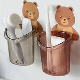 Soporte de Pared para Cepillos de Dientes con Estante de Drenaje - Plástico PPSU Transparente Dorado Rosa, Organizador Multifuncional de Baño para Pasta Dental y Cepillos, Accesorio Decorativo Adorable para el Hogar, Soporte para Cepillos y Pasta Dental