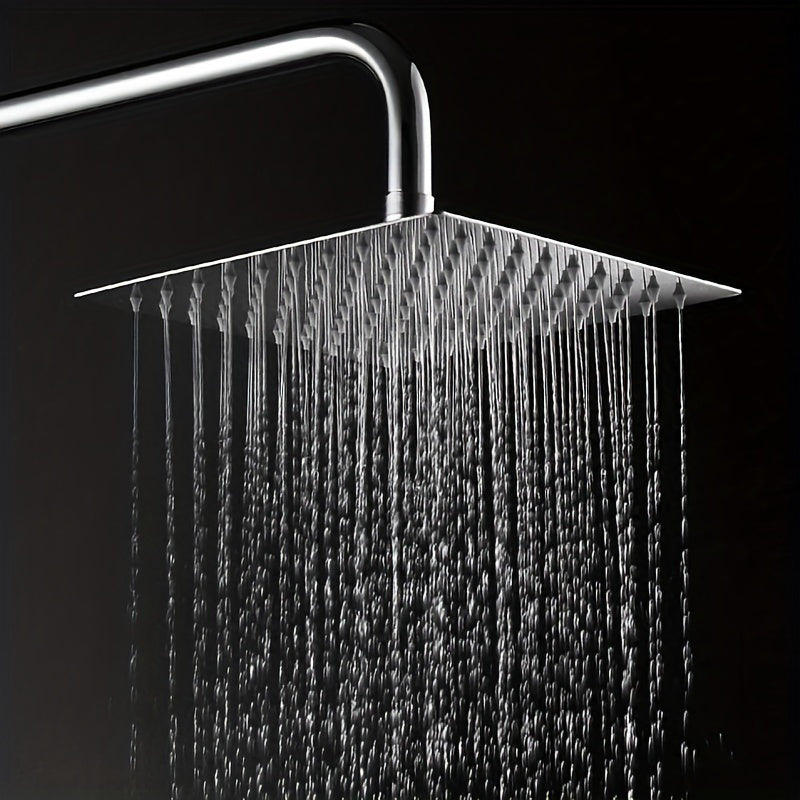 Rociador de Ducha de Acero Inoxidable Lujoso - Cabezal Cuadrado Grande Montado en la Pared, Chorro de Alta Presión para la Elegancia y Confort Último en el Baño, Accesorios de Ducha, Decoración de Regalo de Navidad/Halloween