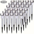 10 Piezas de Luces Solares de Acero Inoxidable para Exteriores, Luces de Palo con Energía Solar para Patio, Césped, Parque, Jardín y Paisajismo, Luz Blanca Fría