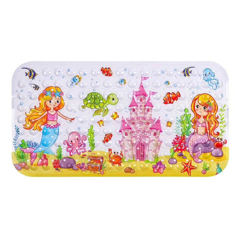 Alfombrilla de ducha de tortuga marina y vida marina antideslizante, 69,85 x 38,1 cm - Diseño de arrecife de coral vibrante con pulpo, pescado y algas, lavable en máquina, ideal para el suelo del baño y la ducha, Alfombrilla de baño | Decoración de tema