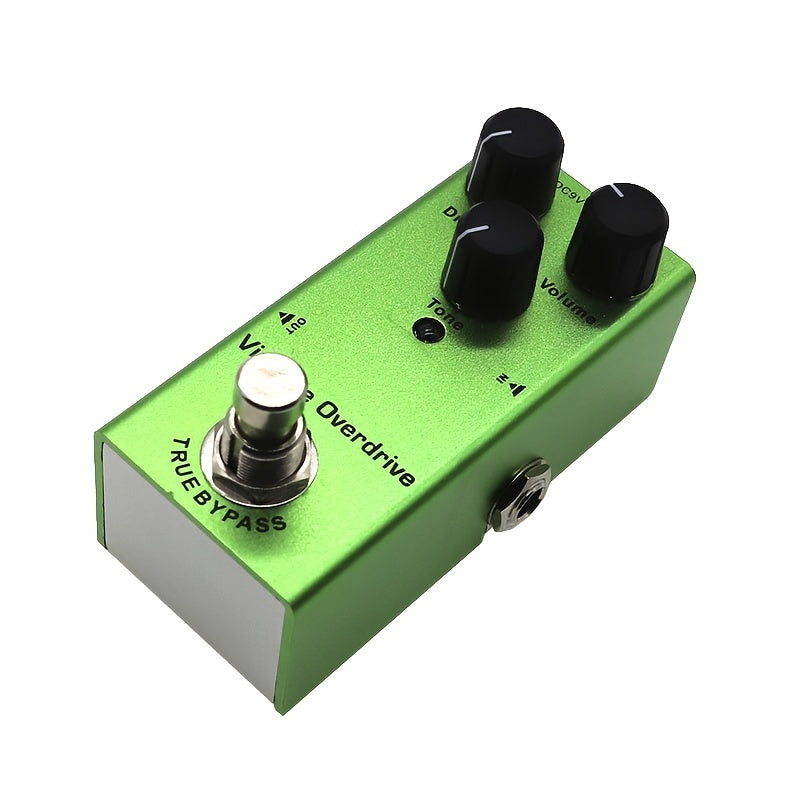 Pedal de efectos de guitarra Overdrive vintage - True Bypass, fuente de alimentación DC 9V - Verde - Para instrumentos de guitarra y bajo
