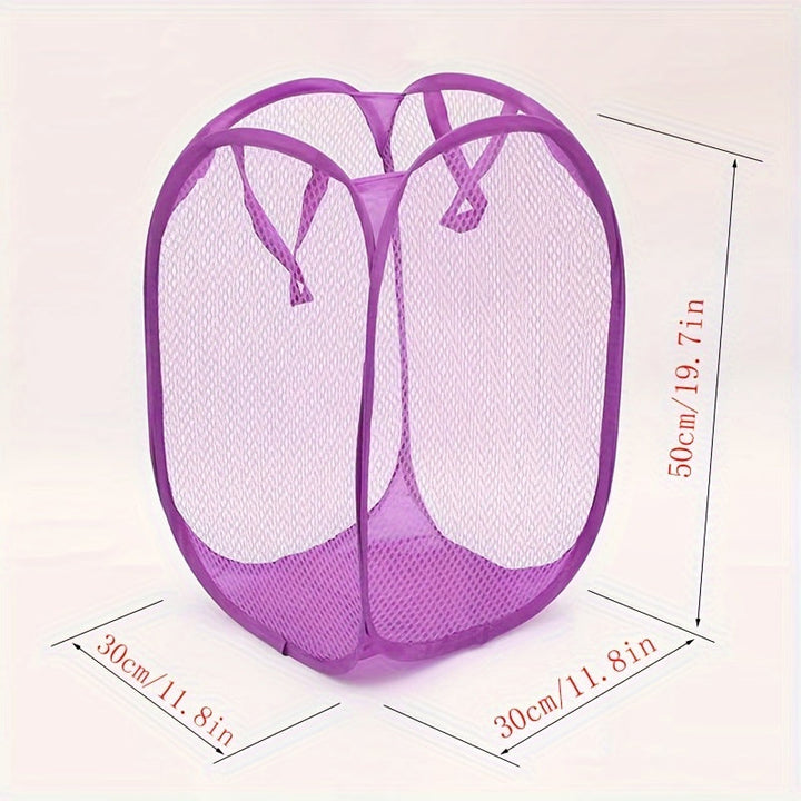 Canasta plegable para ropa sucia, 1 unidad, resistente, malla de nylon transpirable, estilo clásico, con asas, solución de almacenamiento versátil, para lavandería
