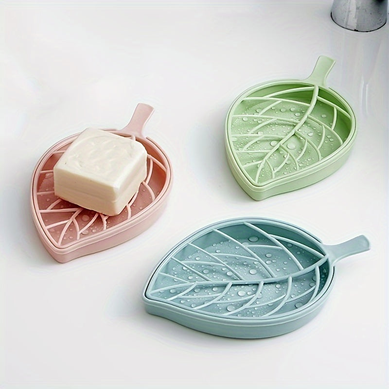Jabonera con Forma de Hoja y Bandeja de Drenaje - Plástico Duradero, Perfecta para la Organización y Decoración del Baño