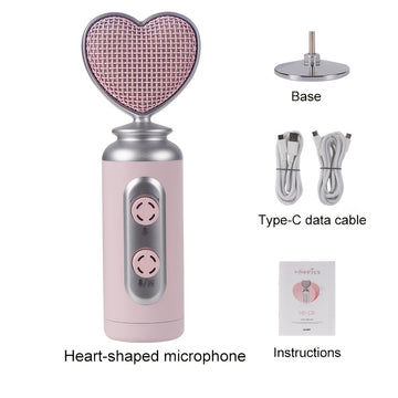 Micrófono Dinámico Rosa de Primera Calidad para Podcasting, Juegos y Transmisiones en Vivo - Forma de Corazón con USB/XLR y Función de Silencio Táctil, Insonorizado, Adecuado para Grabación de Voz, Todo el Material Metálico Gulban Festival Mubarak