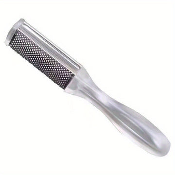 1 pieza de limpiador de pies de acero inoxidable manual - No necesita electricidad, diseño duradero y ergonómico para exfoliar la piel muerta, suaviza la textura ligeramente beige y los ángulos, herramienta de exfoliación de pies, estética moderna, acaba
