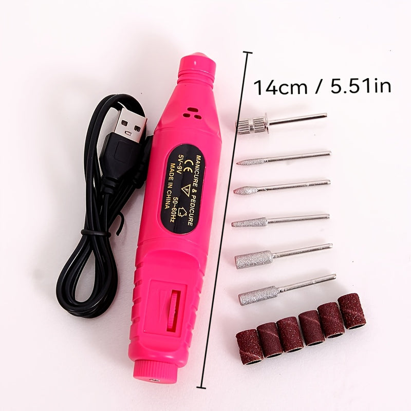 Afilador de uñas, juego de pulidor de uñas eléctrico, juego profesional de pulidor de belleza de uñas, dispositivo de pulido de uñas USB, gadget de arte de uñas, adecuado para salones de uñas.