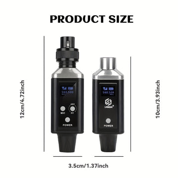 Sistema de micrófono inalámbrico profesional UHF con recarga USB, ganancia de audio incorporada, sonido HD sin pérdida, cambio de una sola tecla, 48V/0V, conector XLR, diseño compacto para micrófonos de condensador y bobina móvil, micrófono para grabació