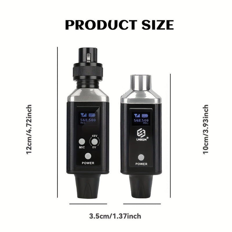 Sistema de micrófono inalámbrico profesional UHF con recarga USB, ganancia de audio incorporada, sonido HD sin pérdida, cambio de una sola tecla, 48V/0V, conector XLR, diseño compacto para micrófonos de condensador y bobina móvil, micrófono para grabació