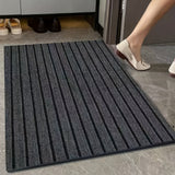 Tapete antideslizante a rayas - Alfombra duradera para interior/exterior, fácil de limpiar y cortar, lavable a máquina en poliéster, negro con diseño de rayas, ideal para cocinas, balcones, pasillos y lavanderías, alfombra para piso de cocina | Tapete ve