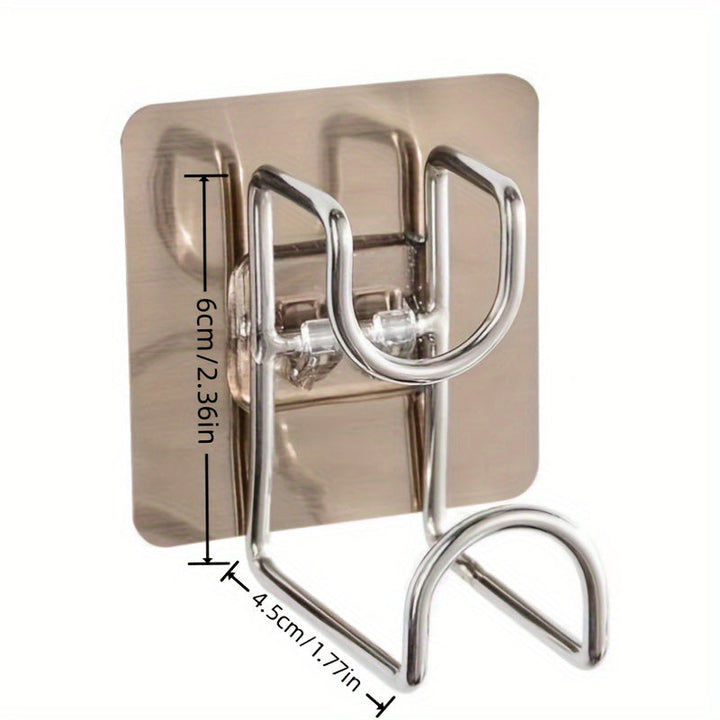 1pc Soporte de Lavabo Metálico Montado en la Pared Moderno, Estilo Casual Sin Taladro, Estante de Almacenamiento con Ganchos de Acero Inoxidable de Fácil Instalación para Organización de Baño, Organizadores y Almacenamiento de Baño, Ganchos de Utilidad