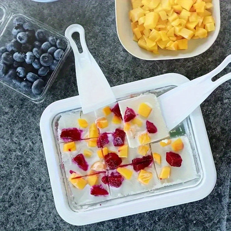 1pc Hacedor de Helado Casero Sencillo, Bandeja para Congelar Leche y Yogur DIY, Molde Portátil para Cubitos de Fruta, Herramienta Pequeña sin Necesidad de Enchufar