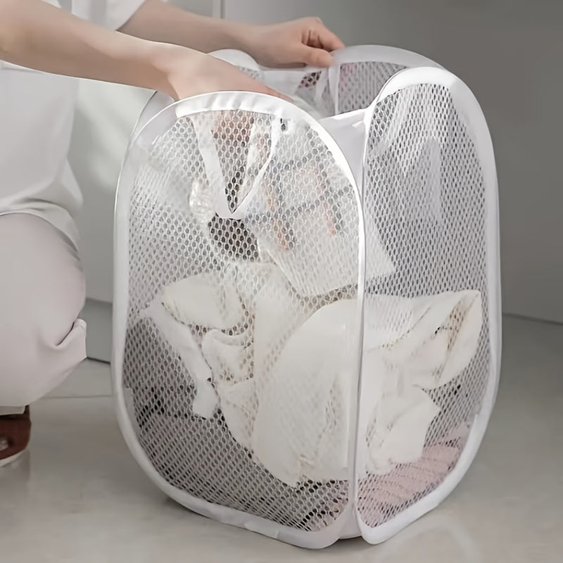 Organizador de Cesto Plegable para Ropa con Paneles de Malla y Asas - Colgador de Ropa Plegable para Baño, Lavandería, Bolsa de Almacenamiento Ahorradora de Espacio, Cestos de Lavado