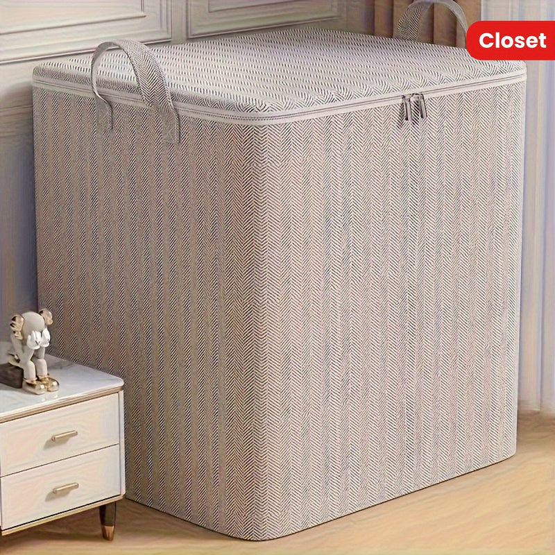 Caja de almacenamiento extra grande con tapa, estilo moderno, diseño ahorrador de espacio, tapa superior abierta duradera, ideal para ropa, cobijas, ropa de cama, canastas, botes de basura y contenedores, para organización del hogar, mudanzas, guardarrop