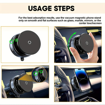 Soporte magnético ajustable para teléfono con ventosa de vacío, compatible con autos/gimnasio/espejo/superficies lisas, manos libres, para todos los smartphones