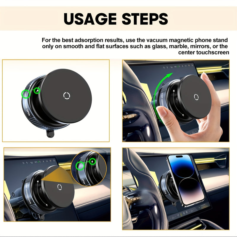 Soporte magnético ajustable para teléfono con ventosa de vacío, compatible con autos/gimnasio/espejo/superficies lisas, manos libres, para todos los smartphones