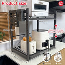 Estante de almacenamiento para microondas y cocinero de arroz de metal de alta resistencia - Organizador de encimera ajustable con múltiples estantes, estante de gabinete de cocina que ahorra espacio para hornos, licuadoras, cafeteras, estante de almacen