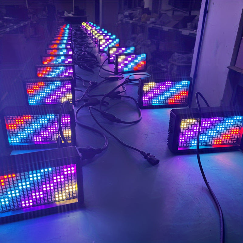 60W Mini 288LED 48 Particiones Estroboscópico RGB 3en1 DMX Súper Brillante Dj Wash Bar Súper Brillante Estroboscópico Flash Luz Efectos de Iluminación de Escenario Con Control Remoto Para Barra de Baile Vacaciones Boda Navidad Halloween Decorar Fiesta DJ