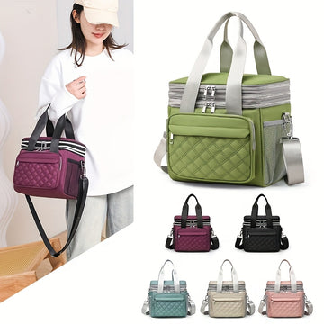 2025 Bolsa de Almuerzo Portátil Doble Capacidad Grande, Aislada para Conservar Frescura, Sin Contacto con Alimentos, Ideal para Picnics al Aire Libre y Camping, Bolso Bandolera o de Hombro, Regreso a Clases