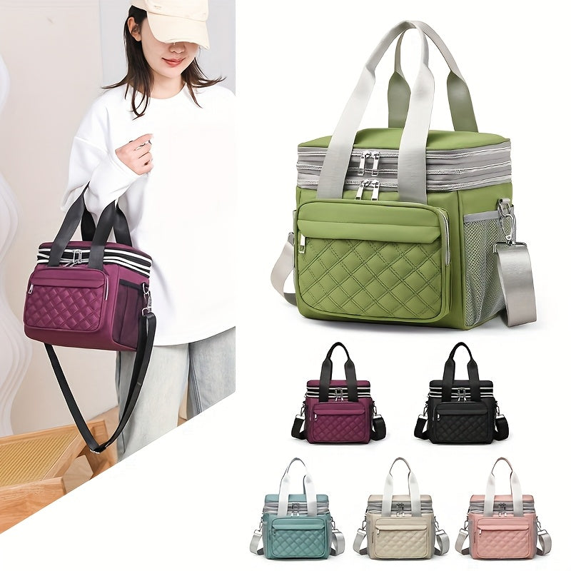 2025 Bolsa de Almuerzo Portátil Doble Capacidad Grande, Aislada para Conservar Frescura, Sin Contacto con Alimentos, Ideal para Picnics al Aire Libre y Camping, Bolso Bandolera o de Hombro, Regreso a Clases