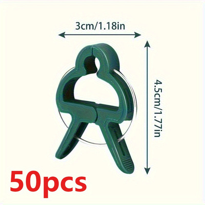 50 Piezas de Soportes para Plantas Resistentes - Pinzas Abiertas para Tomate, Pepino y Guisantes - Herramienta de Jardinería Duradera en Plástico para Cultivo Interior/Exterior - Estabilidad y Crecimiento Saludable de Vegetales