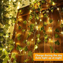 Guirnalda de Hiedra Artificial Solar LED Impermeable para Jardín, Calle y Exteriores - 7m/12m - Luces Decorativas para Navidad, Fiestas y Bodas
