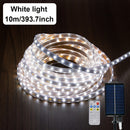 1 pieza de Luces Solares para Exteriores, 500cm/1000cm con 320LEDS/640LEDS Tira de Luces con Temporizador Remoto, Luces de Tira Regulables Multimodo para Jardín y Fiesta de Halloween, Acción de Gracias y Navidad