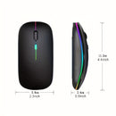 Ratón inalámbrico recargable, con luz LED, ergonómico y portátil, con función de doble modo 2.4G/5.0, botón silencioso, batería recargable incorporada, adecuado para ambas manos, estable y suave, baja latencia, apto para juegos, oficina y entretenimiento