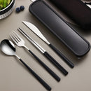 Juego de cubiertos portátil de acero inoxidable de 4 piezas, cuchillo de bistec occidental, tenedor, cuchara, juego de palillos.