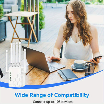 Amplificador/Extensor de Wifi OEKE, admite hasta 25 dispositivos, brindando una cobertura más amplia que nunca. Reforza el señal Wifi en casa | Repetidor de Wifi para mejorar Internet.