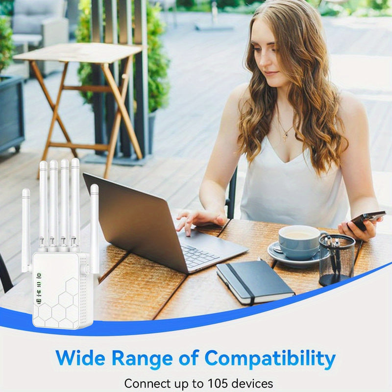Amplificador/Extensor de Wifi OEKE, admite hasta 25 dispositivos, brindando una cobertura más amplia que nunca. Reforza el señal Wifi en casa | Repetidor de Wifi para mejorar Internet.