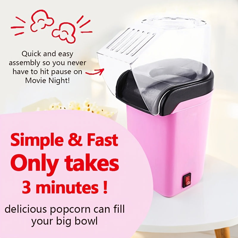 Mini máquina de palomitas inteligente sin aceite. Fabricante de palomitas | Tecnología de circulación de aire caliente, encendido con un botón, enchufe estándar EE.UU., fácil de limpiar | Ideal para cine en casa, ver televisión y reuniones con amigos | R