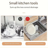 1 pieza de filtro telescópico ajustable para fregadero con brazo extensible - escurridor plegable, sin batería, accesorio moderno para cocina | soporte para platos | filtro y escurridero ajustable