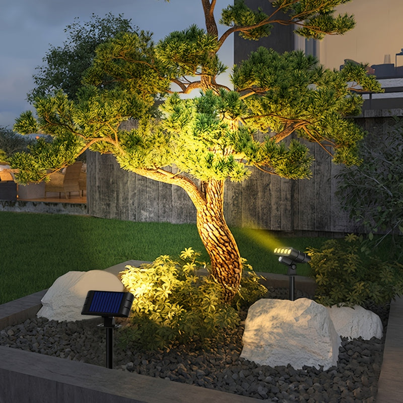 4 luces solares para árboles, luces de sendero con sensor de movimiento LED, 3 modos de iluminación exterior para jardines, patios, balcones, césped y luces de acera - Opción cálida/blanca