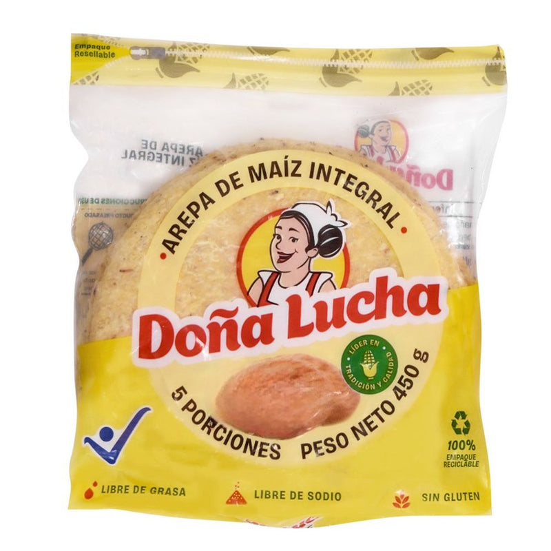 AREPA DONA LUCHA 5U 450G MAIZ INTEGRAL