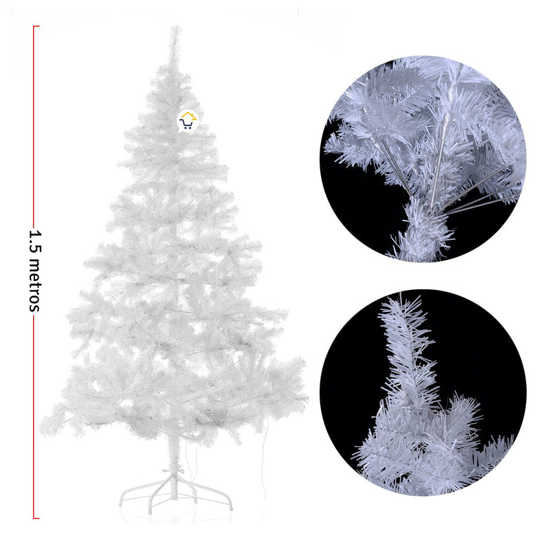 Árbol Navidad Blanco 1.50 m 450 Ramas + Estrella + Base 208