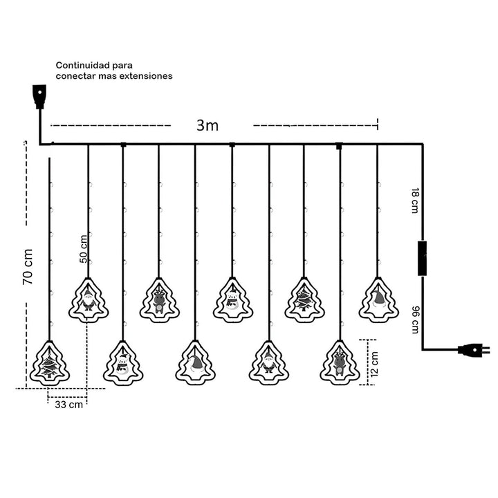 Cortina Intercalada Arboles 3M Luces Navidad 100 LEDS AL-030