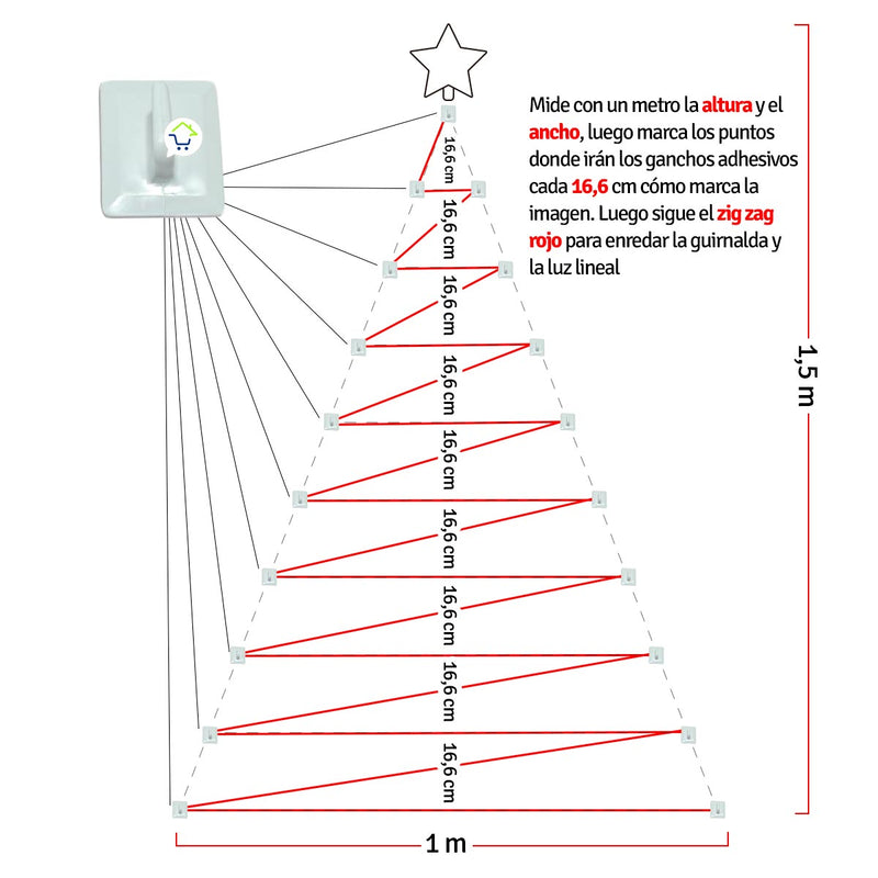 Árbol Navidad De Pared + Luces + Estrella + Decoración GRATIS! AGUI001