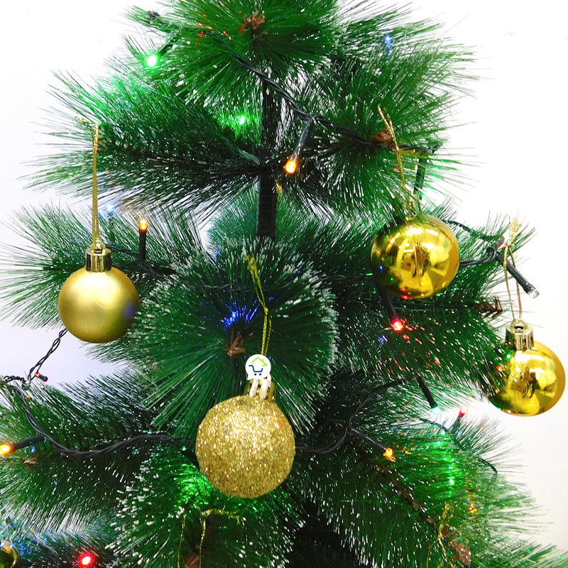 Árbol Navidad 90 cm Combo Estrella Luces Y Bolas De Regalo B3656