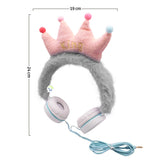 Audífonos Peludos Infantiles Alámbricos Corona Rey Peluche YJ608B