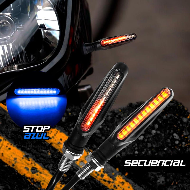 Direccionales LED Secuenciales x2 Moto Trasera o delantera Con Stop CD-391178