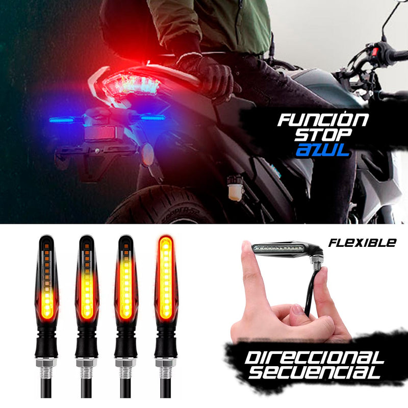 Direccionales LED Secuenciales x2 Moto Trasera o delantera Con Stop CD-391178