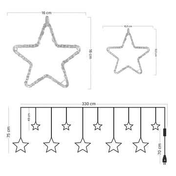 Cortina Intercalada Estrellas 4M Luces Micro Led Navidad 1743