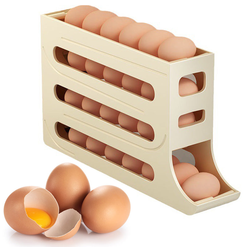 Soporte organizador de huevos para nevera y estante de 4 pisos