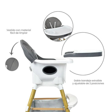 SILLA COMEDOR BEBÉ 2 EN 1 ROCK HAPPY BABY GRIS -