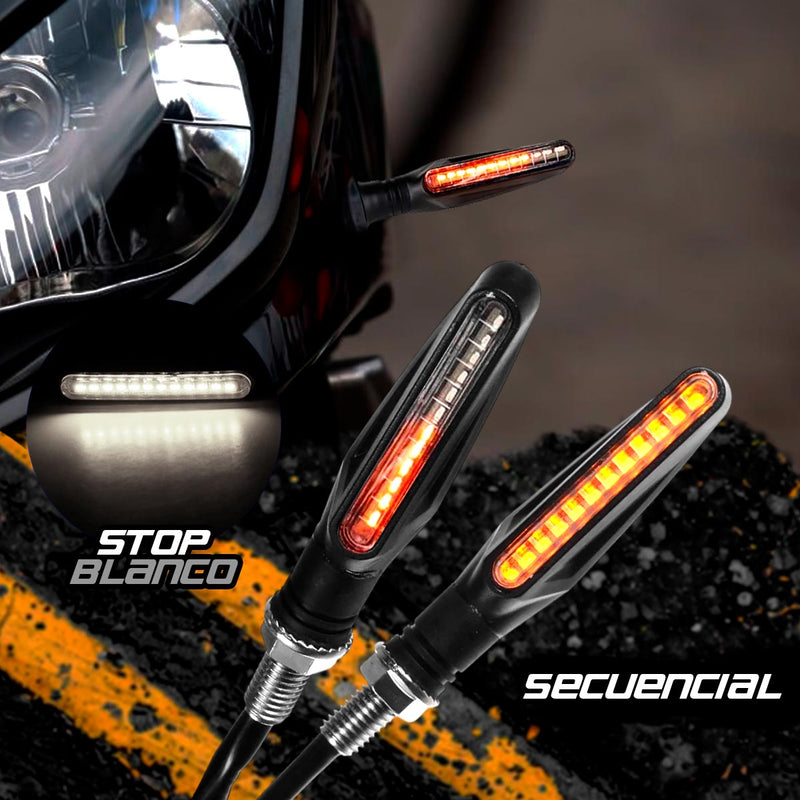 Direccionales LED Secuenciales x2 Moto Trasera o delantera Con Stop CD-391178