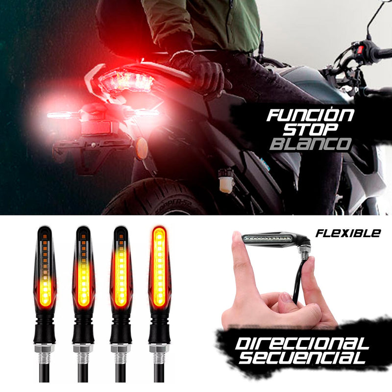 Direccionales LED Secuenciales x2 Moto Trasera o delantera Con Stop CD-391178