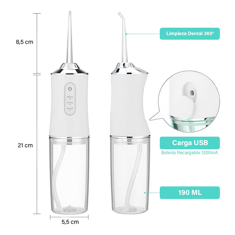 Irrigador Bucal Oral + 4 Boquillas Limpieza Dental Recargable USB KRD-1948