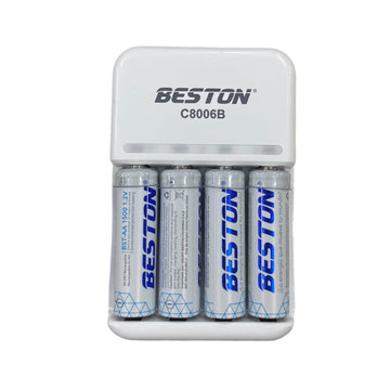 Cargador Para Pilas Recargables Beston + 4 Pilas C8006B AAX4